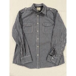 PD&C Shirt Mens Large Blue Plaid Long Sleeve Button Front Casual Cotton